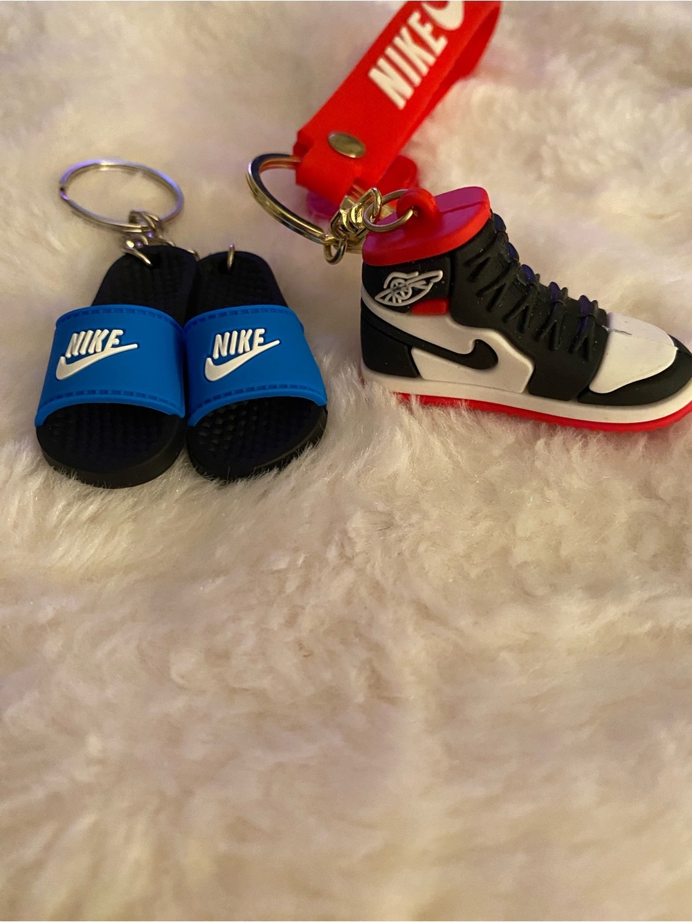 Nike Slides Keychain with Nike Sneaker Keychain